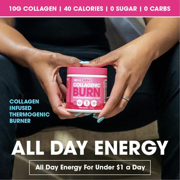 A clean, lifestyle-based product shot of a supplement container featuring clear benefit-driven text overlays and specific nutritional call-outs.